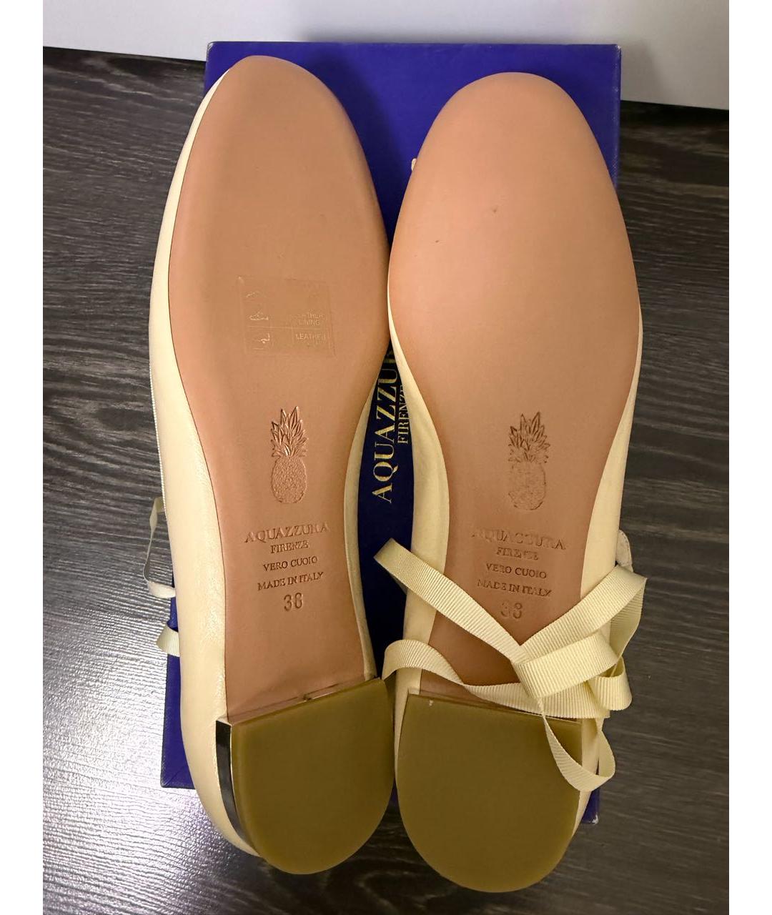 AQUAZZURA Бежевые кожаные балетки, фото 6