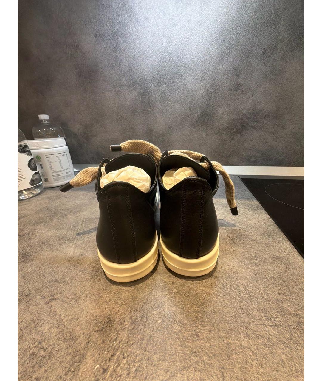RICK OWENS Черные кожаные кеды, фото 4