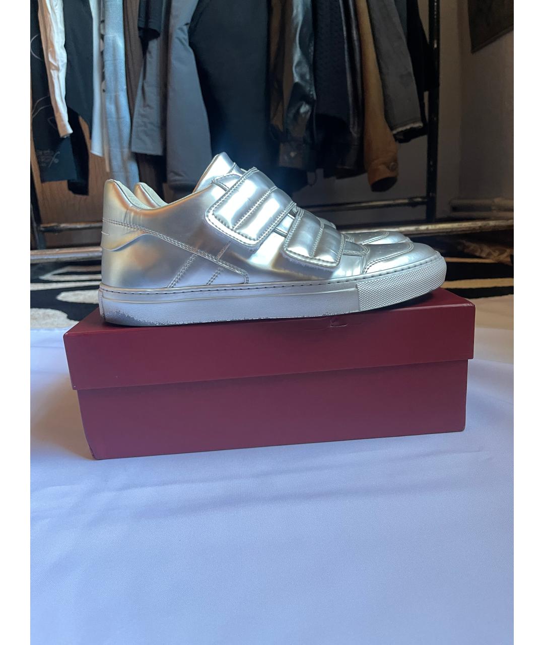 MM6 MAISON MARGIELA Серебряные кожаные кеды, фото 5