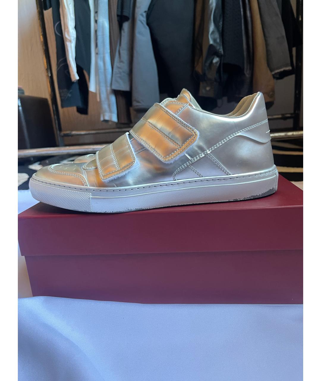 MM6 MAISON MARGIELA Серебряные кожаные кеды, фото 4