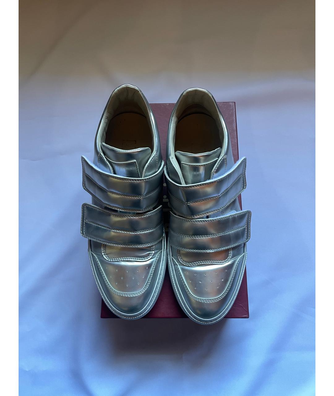 MM6 MAISON MARGIELA Серебряные кожаные кеды, фото 9