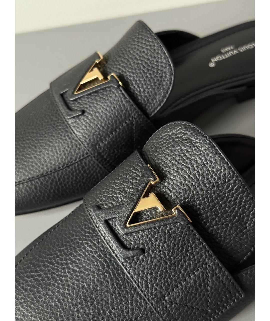 LOUIS VUITTON Черные кожаные мюли, фото 4