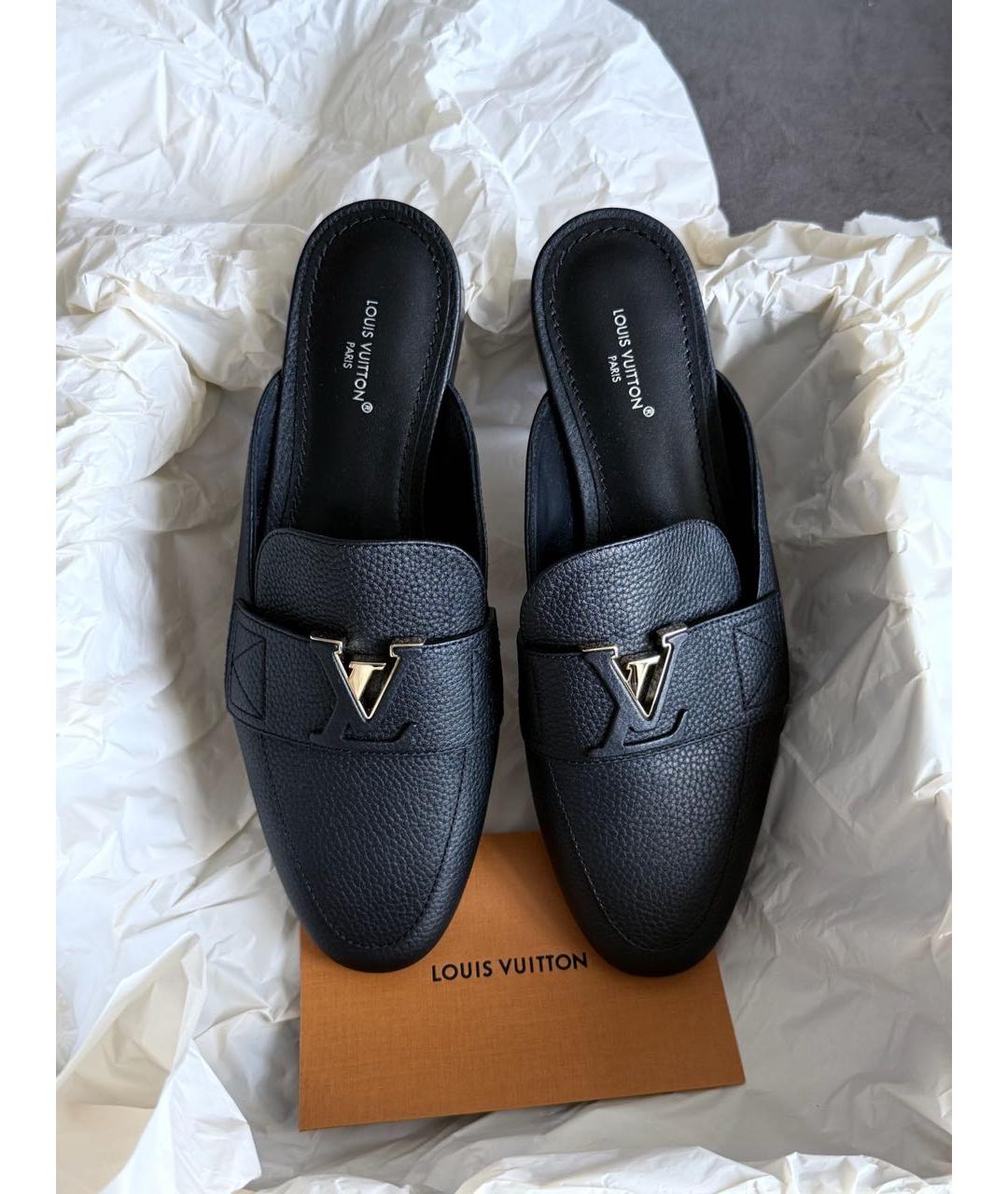 LOUIS VUITTON Черные кожаные мюли, фото 3