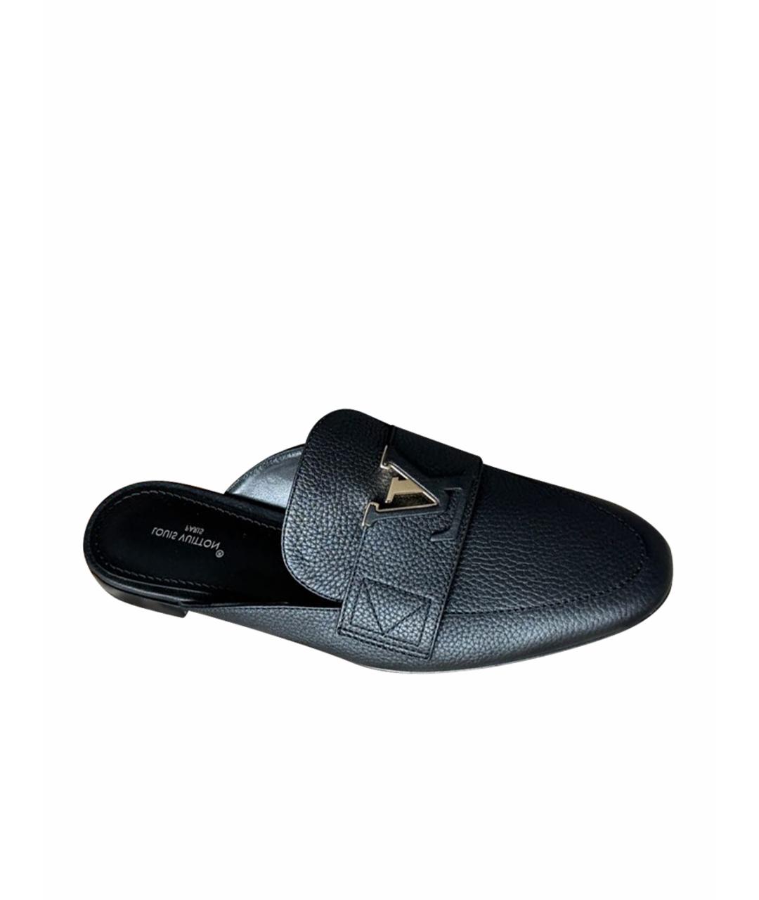 LOUIS VUITTON Черные кожаные мюли, фото 1
