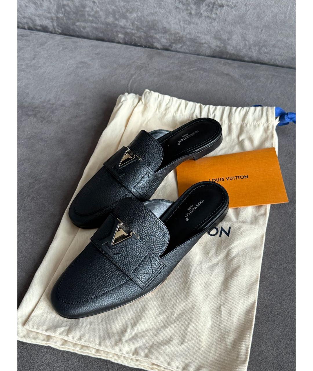 LOUIS VUITTON Черные кожаные мюли, фото 5