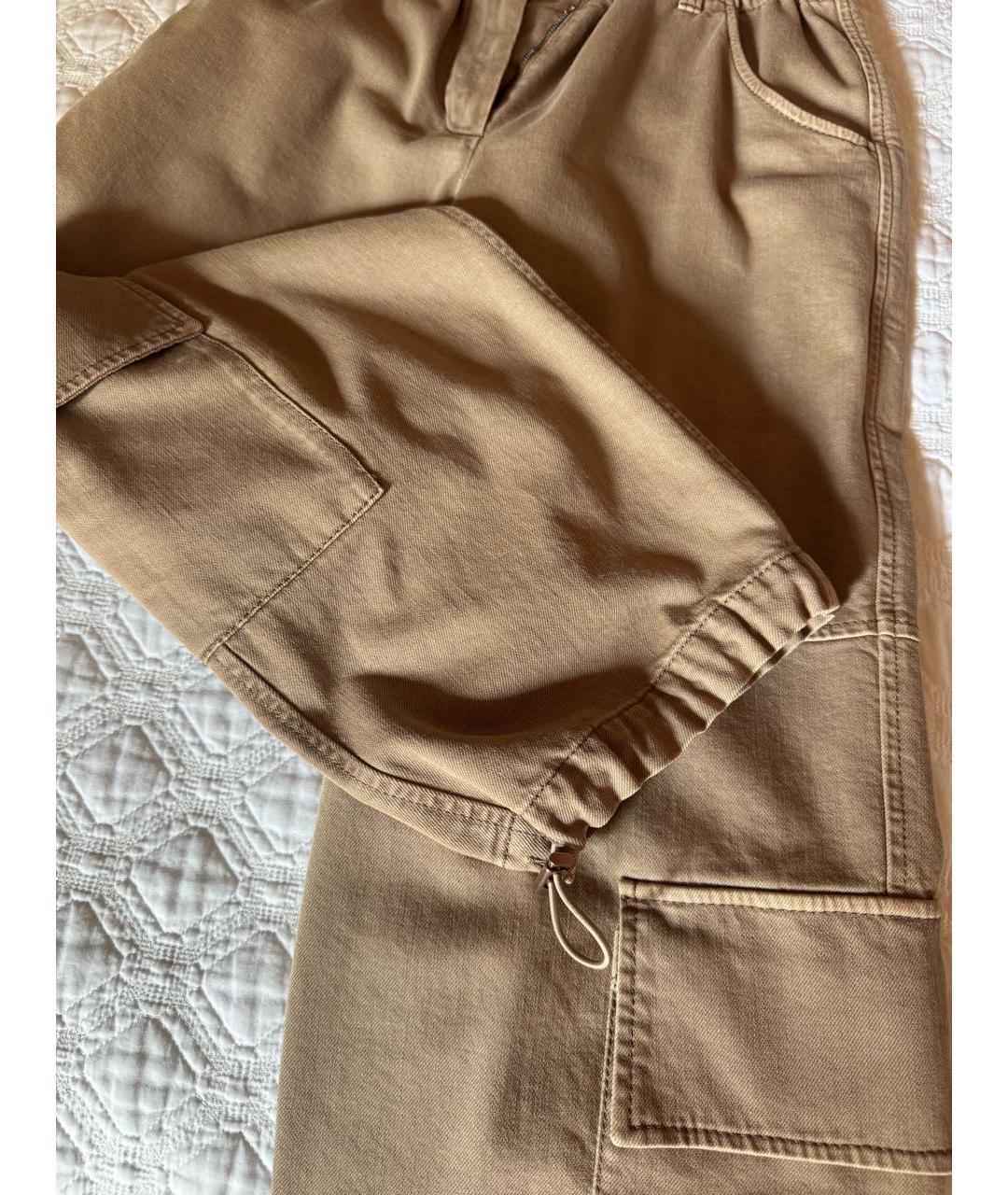BRUNELLO CUCINELLI Бежевые хлопковые брюки широкие, фото 6