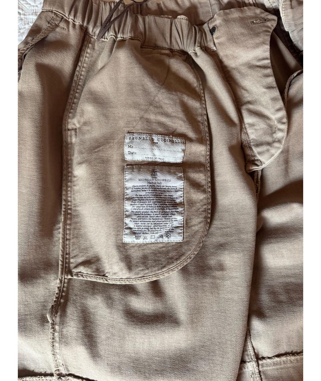 BRUNELLO CUCINELLI Бежевые хлопковые брюки широкие, фото 7