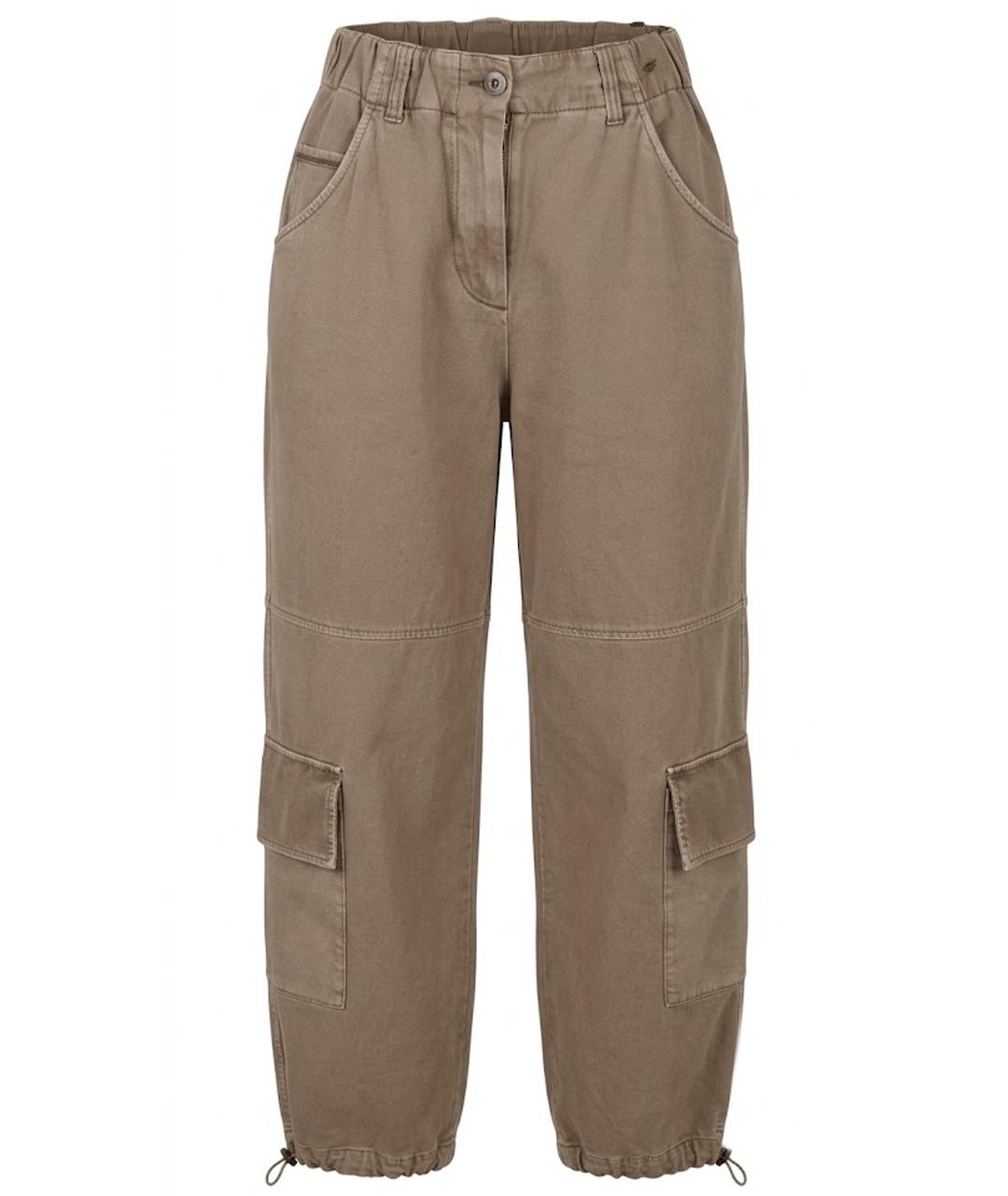 BRUNELLO CUCINELLI Бежевые хлопковые брюки широкие, фото 1