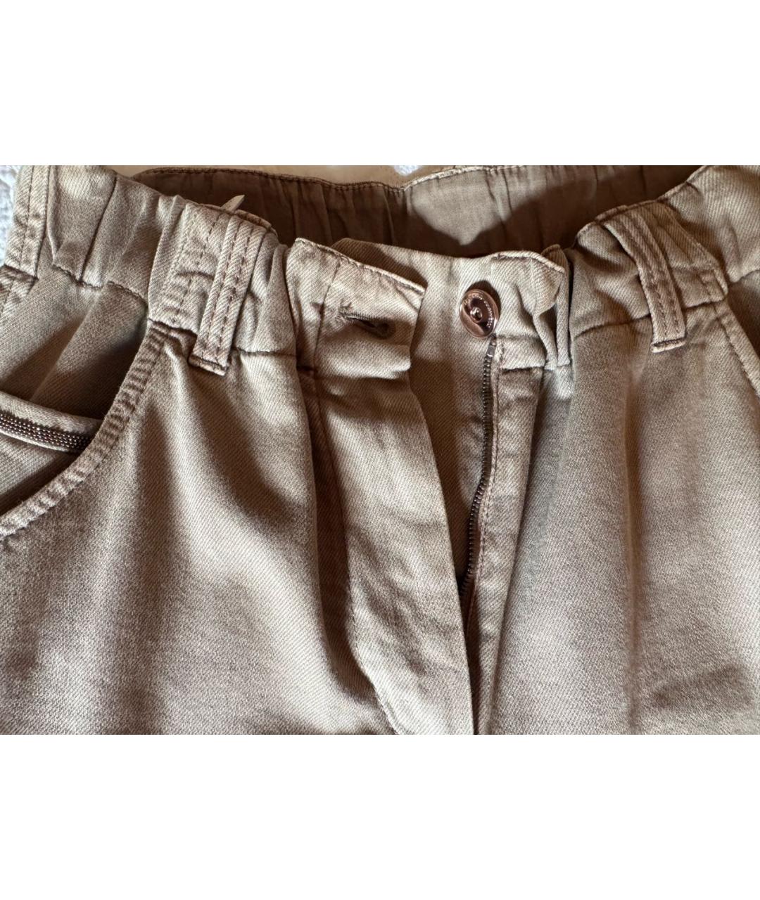 BRUNELLO CUCINELLI Бежевые хлопковые брюки широкие, фото 4