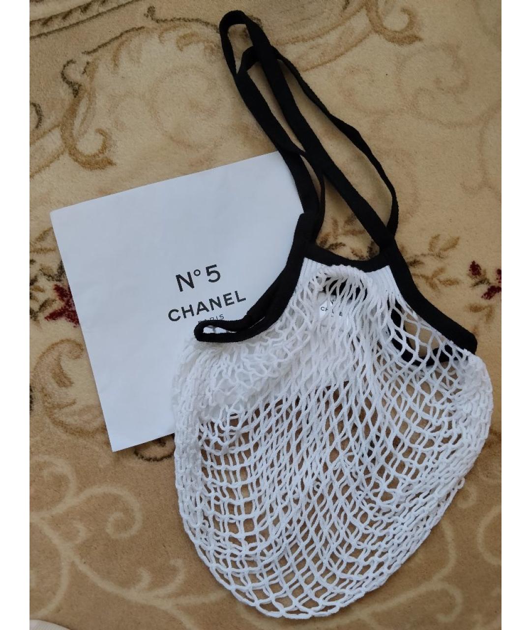 CHANEL BEAUTY Белая хлопковая сумка с короткими ручками, фото 6