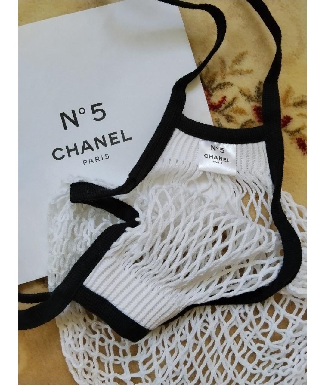CHANEL BEAUTY Белая хлопковая сумка с короткими ручками, фото 2