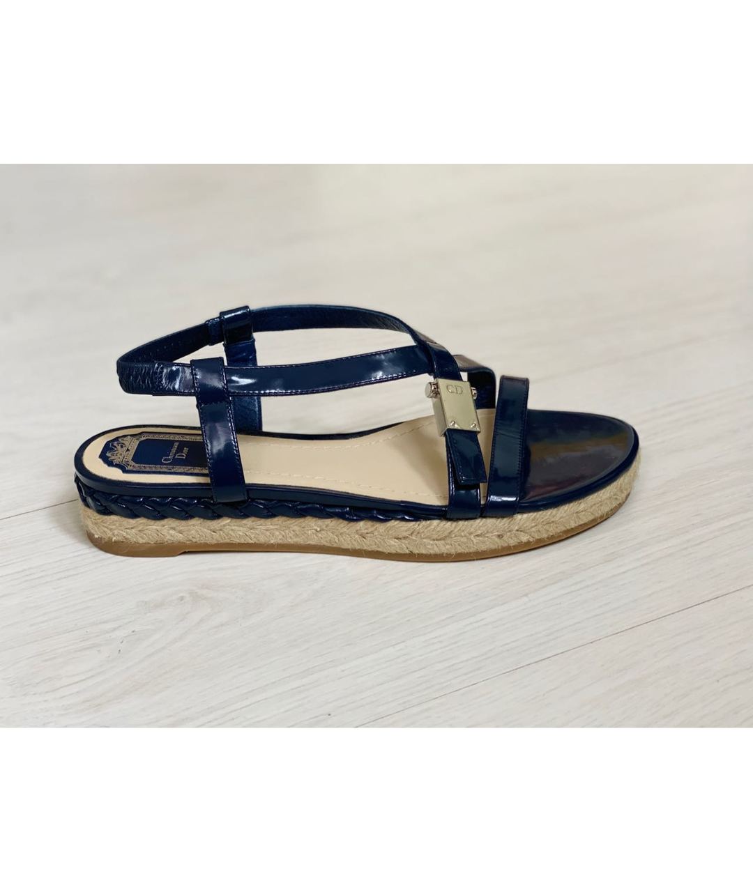 CHRISTIAN DIOR PRE-OWNED Темно-синие кожаные сандалии, фото 7