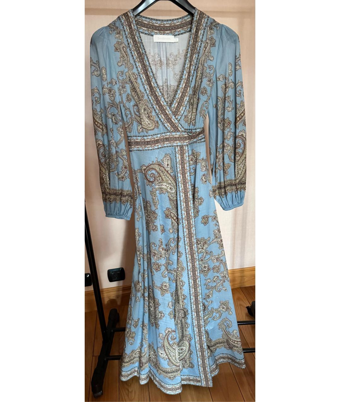 ZIMMERMANN Голубое льняное повседневное платье, фото 5