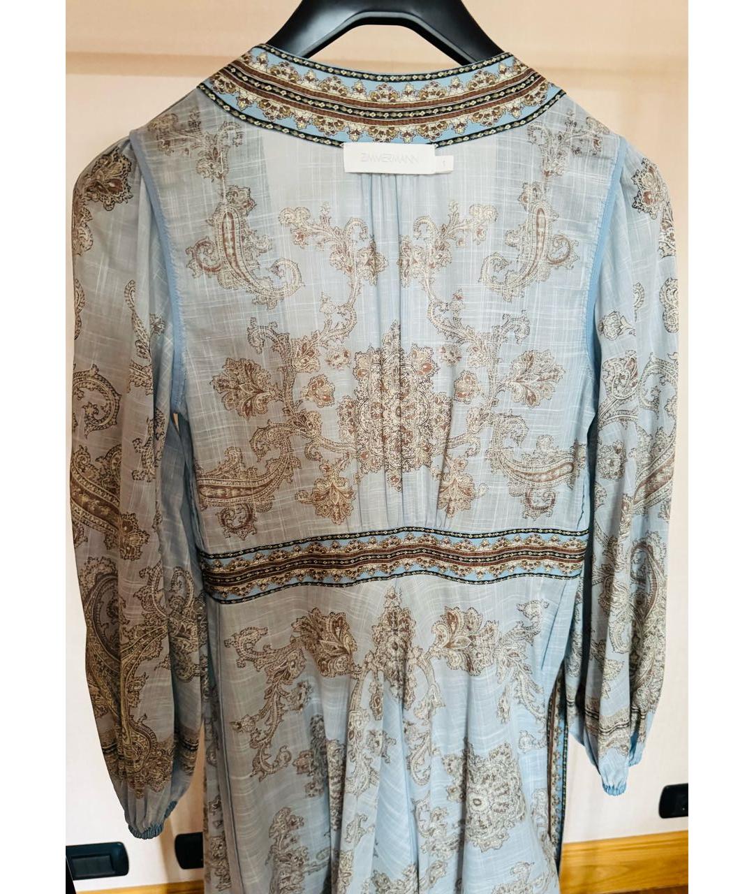 ZIMMERMANN Голубое льняное повседневное платье, фото 3