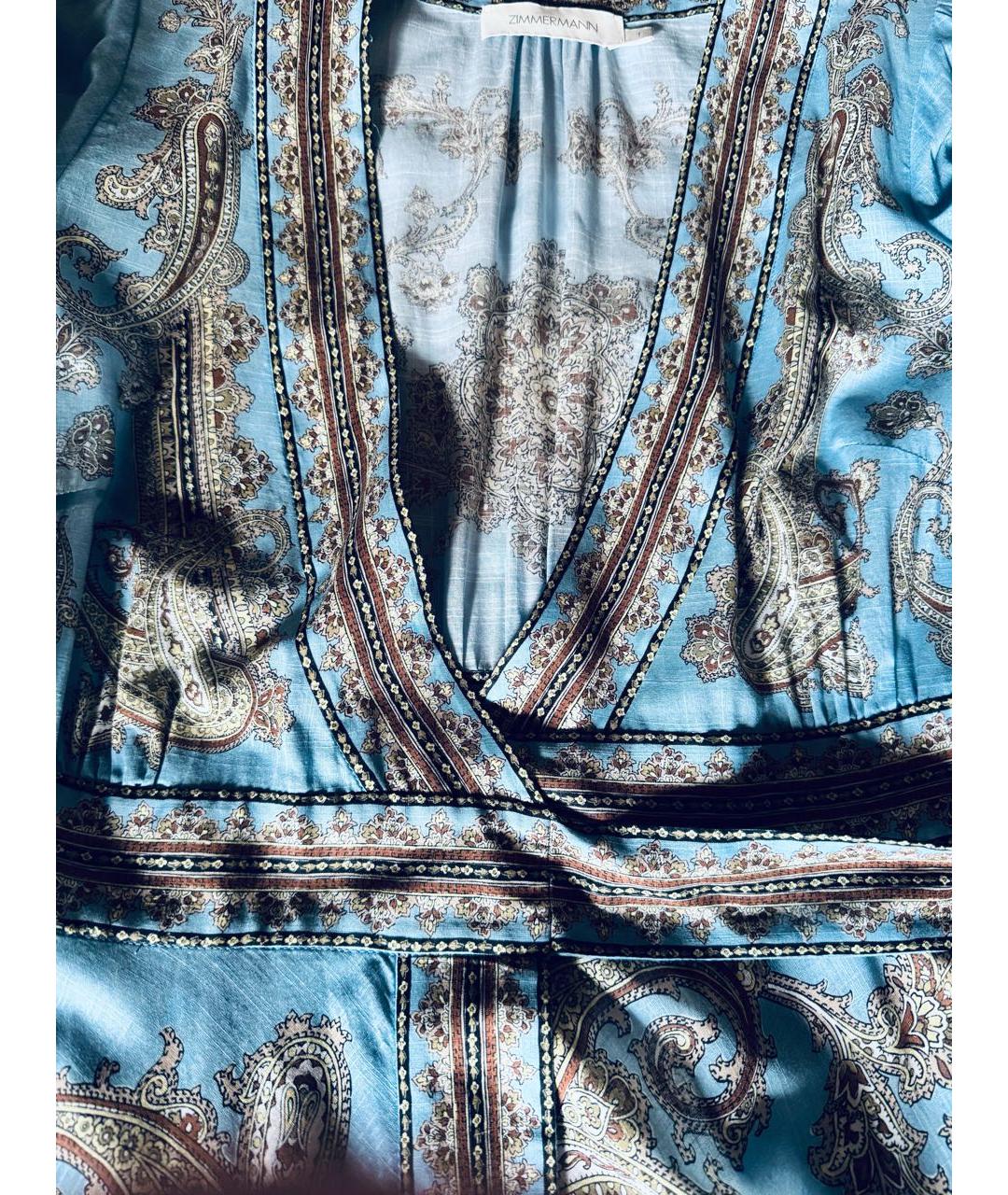 ZIMMERMANN Голубое льняное повседневное платье, фото 4