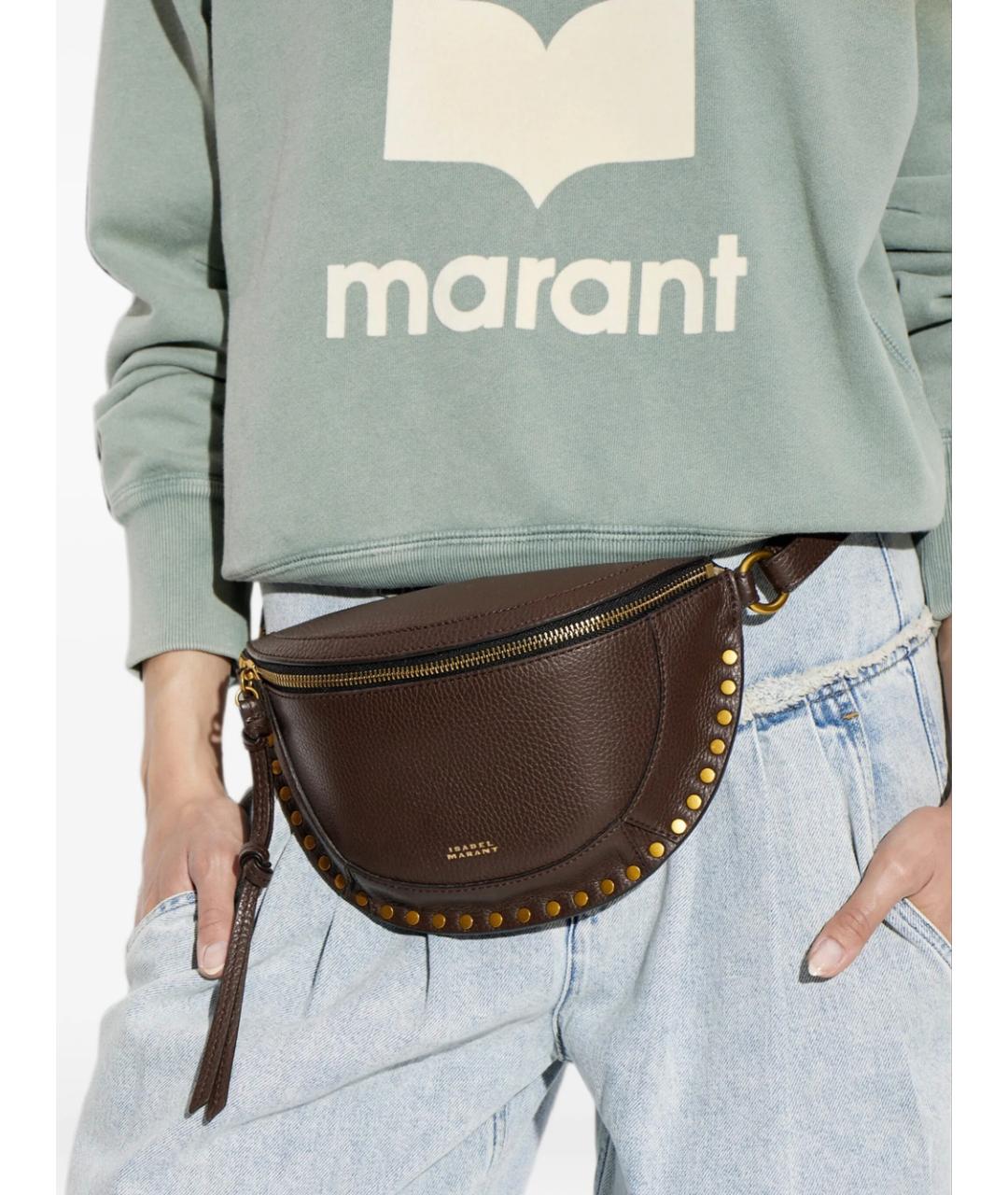 ISABEL MARANT Коричневая кожаная поясная сумка, фото 3