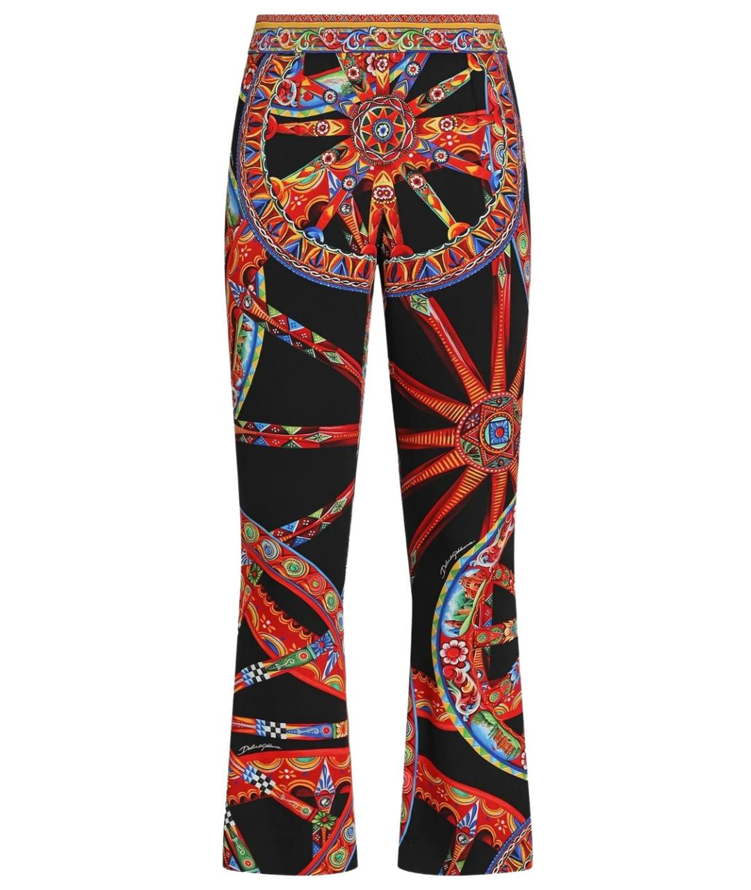 DOLCE&GABBANA Мульти шелковые прямые брюки, фото 1
