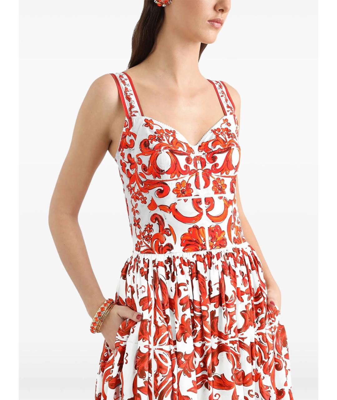 DOLCE&GABBANA Оранжевый хлопковый сарафан, фото 4