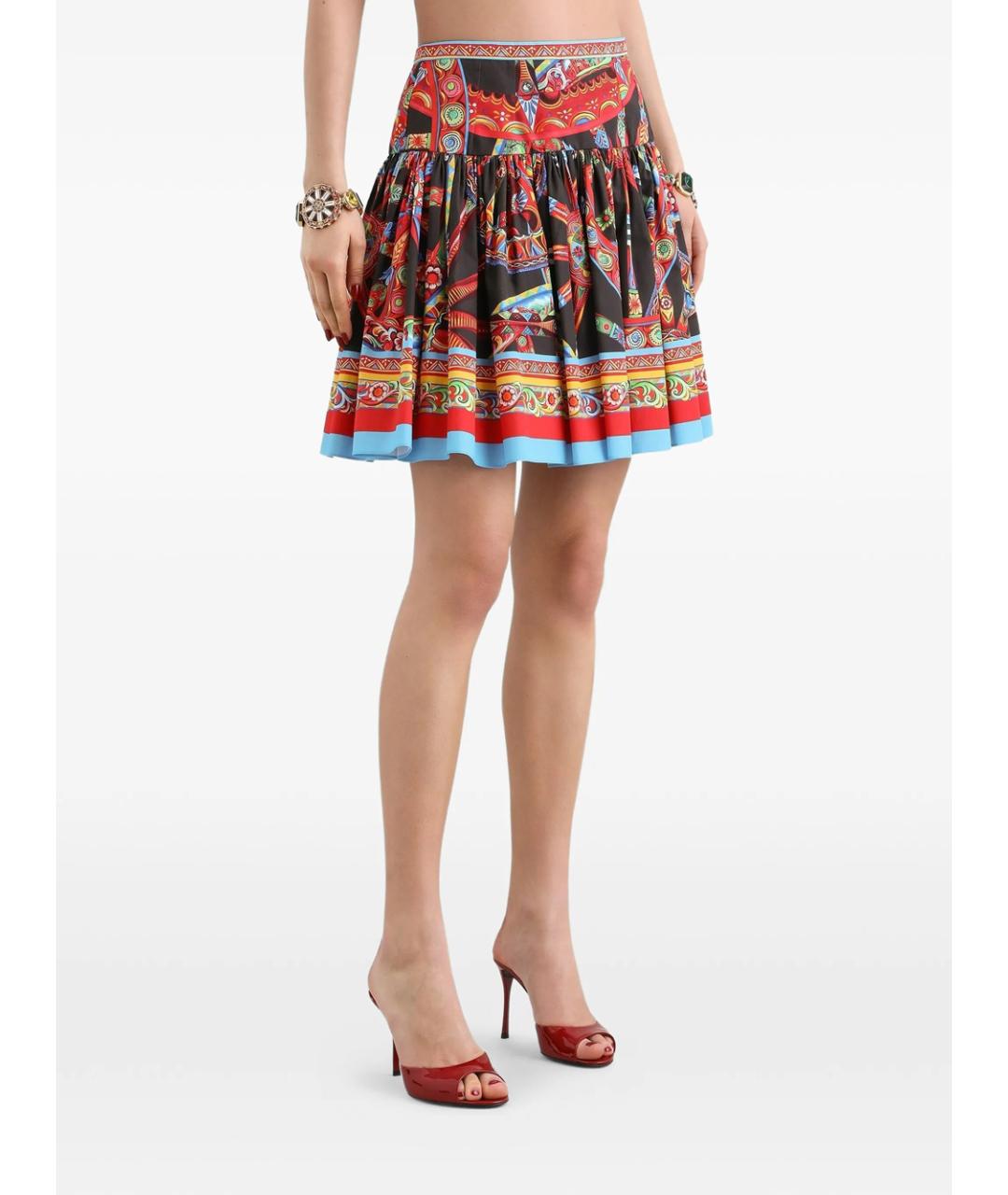 DOLCE&GABBANA Мульти хлопковая юбка мини, фото 5