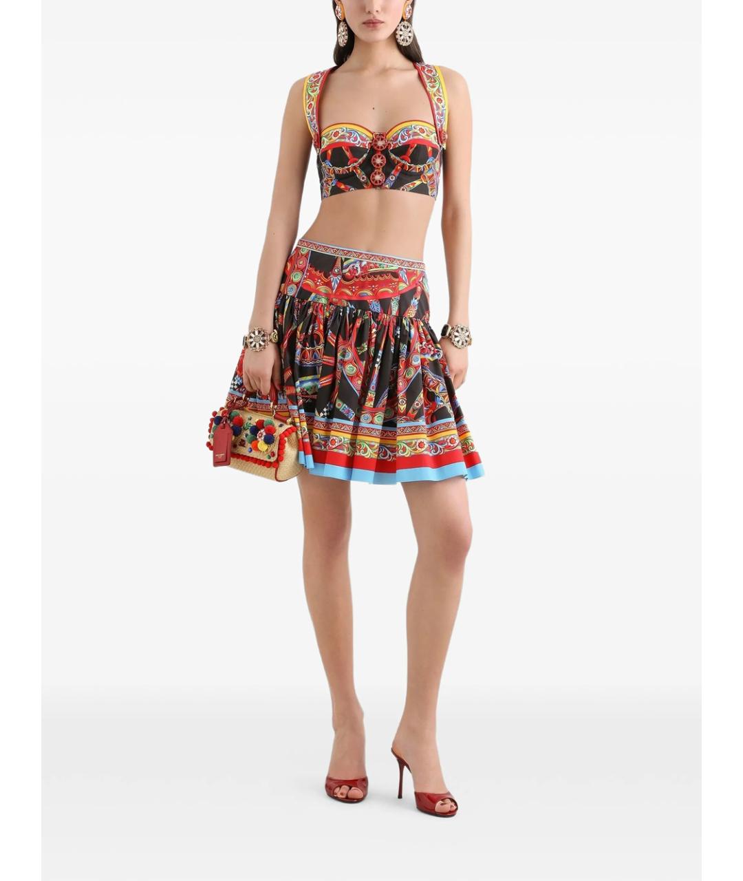 DOLCE&GABBANA Мульти хлопковая юбка мини, фото 2