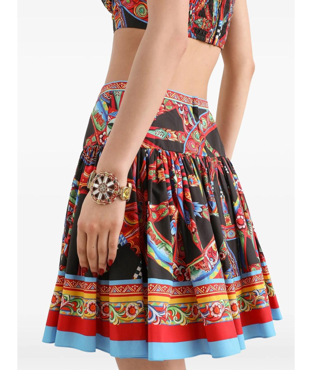 DOLCE&GABBANA Мульти хлопковая юбка мини, фото 3