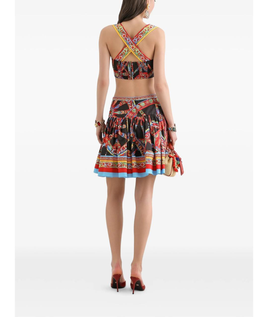 DOLCE&GABBANA Мульти хлопковая юбка мини, фото 4