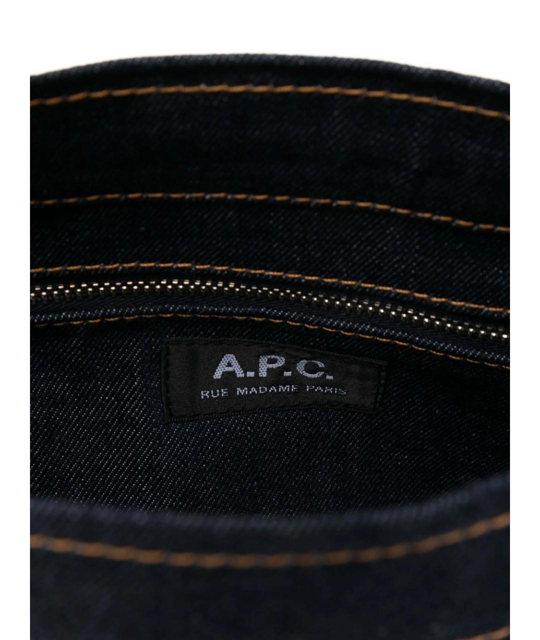 A.P.C. Синяя тканевая сумка тоут, фото 5
