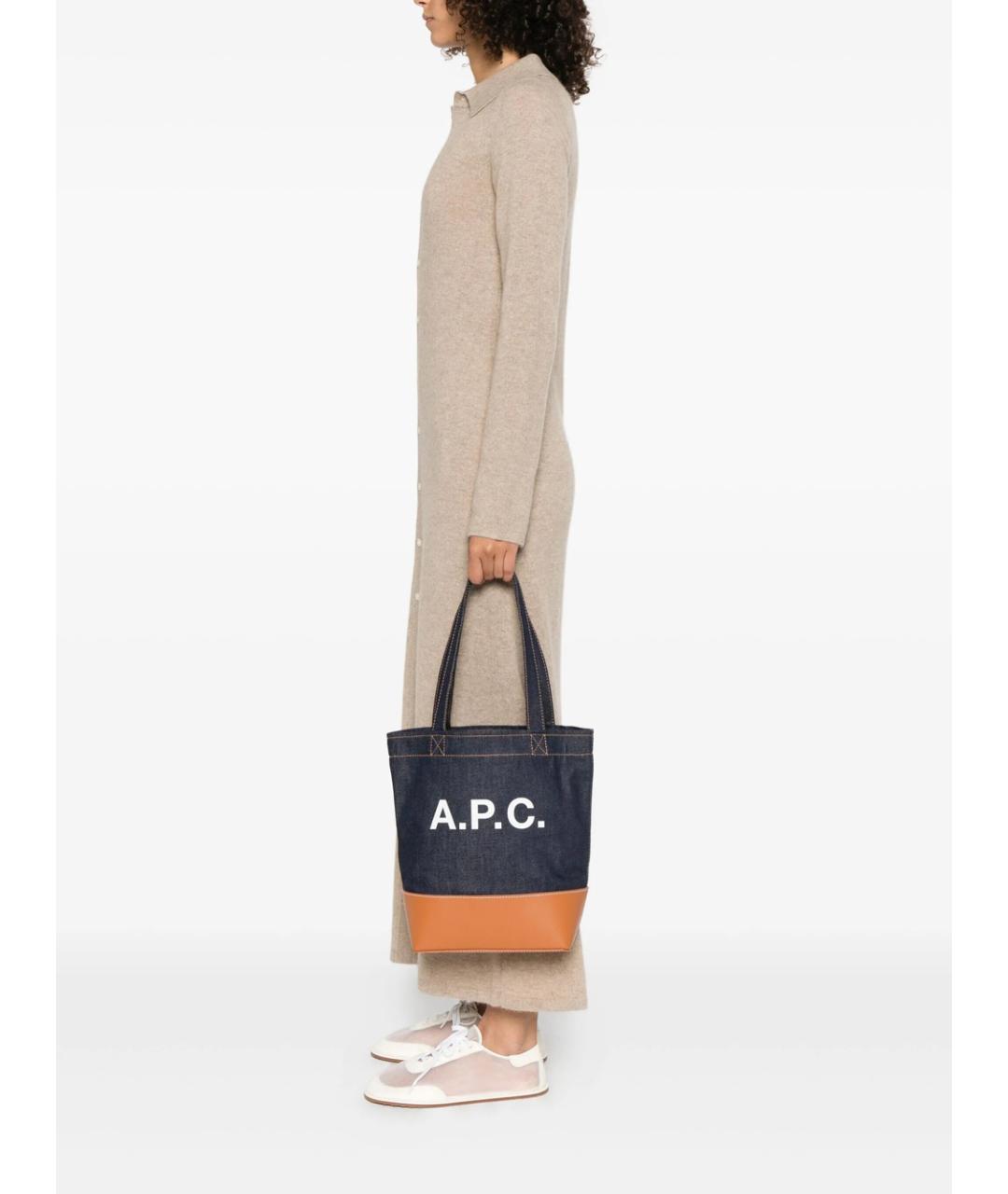 A.P.C. Синяя тканевая сумка тоут, фото 2