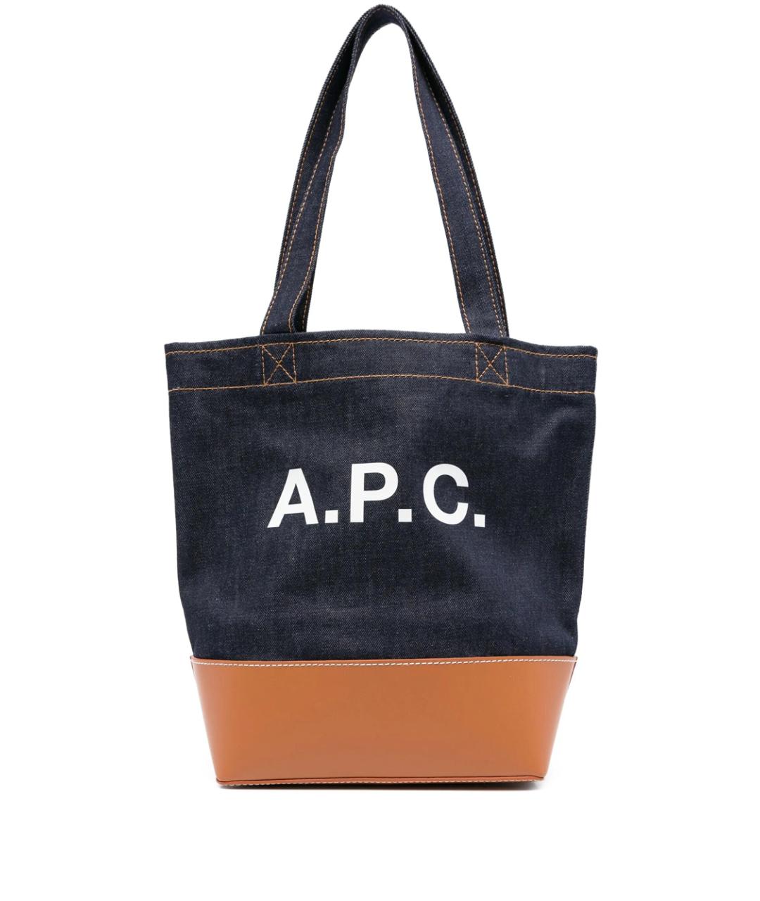 A.P.C. Синяя тканевая сумка тоут, фото 1