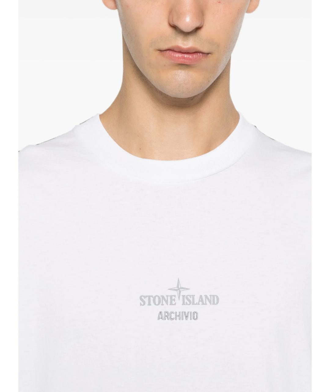 STONE ISLAND Белая хлопковая футболка, фото 2