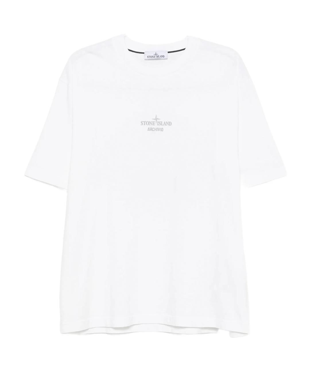 STONE ISLAND Белая хлопковая футболка, фото 1