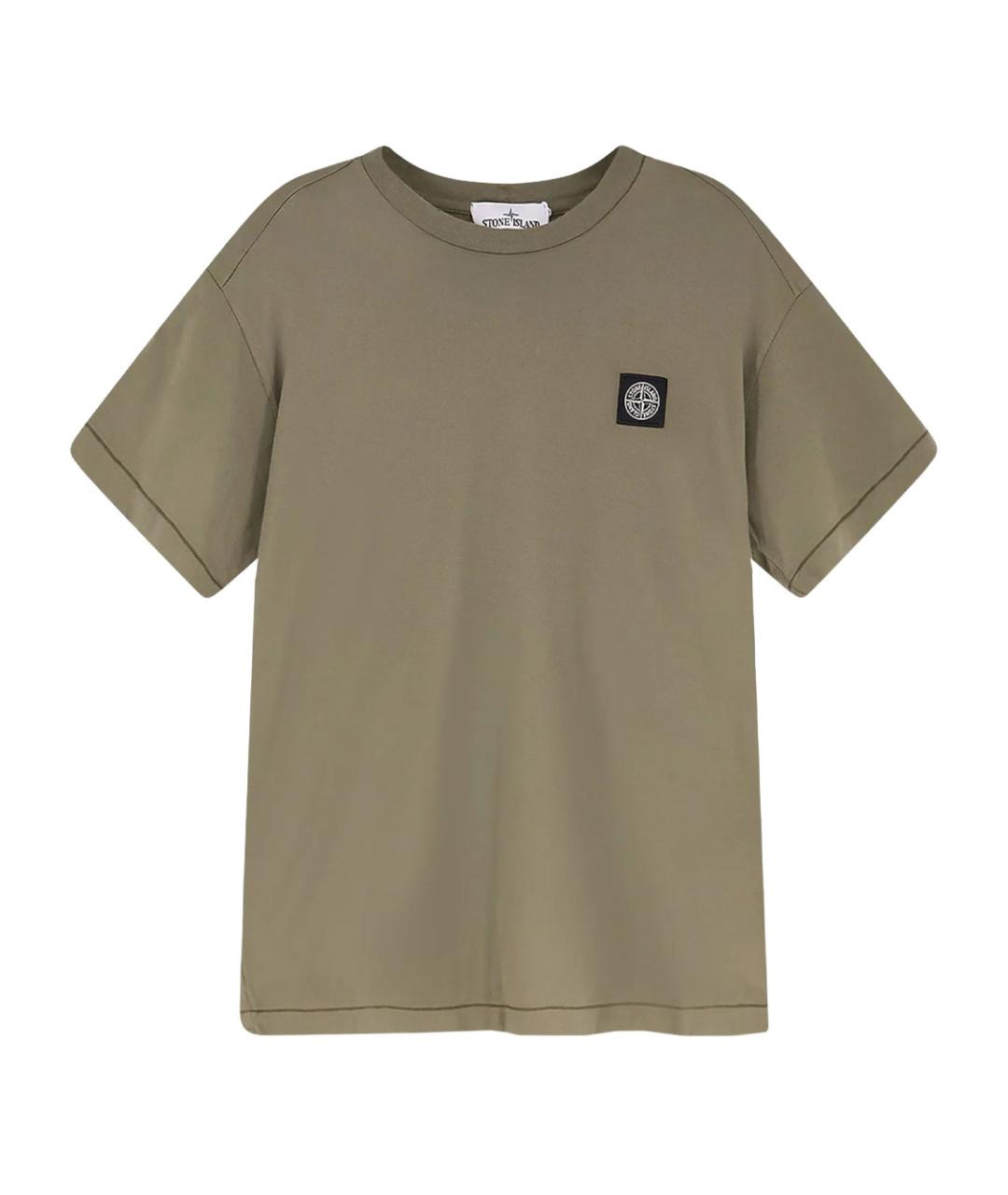 STONE ISLAND Хаки хлопковая футболка, фото 1