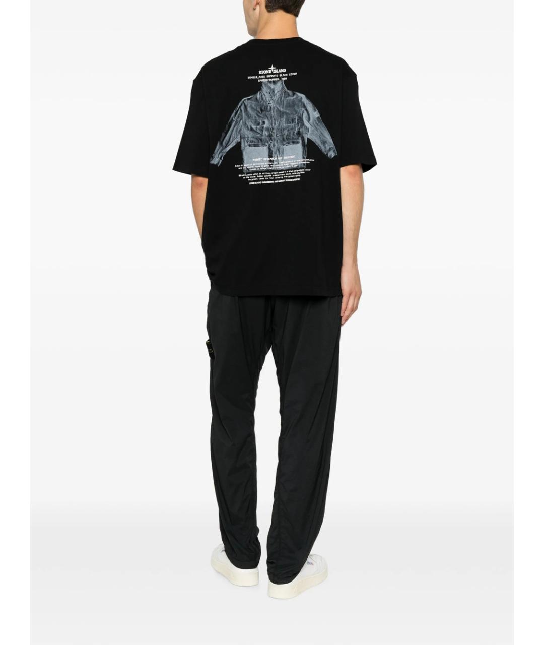 STONE ISLAND Черная хлопковая футболка, фото 3