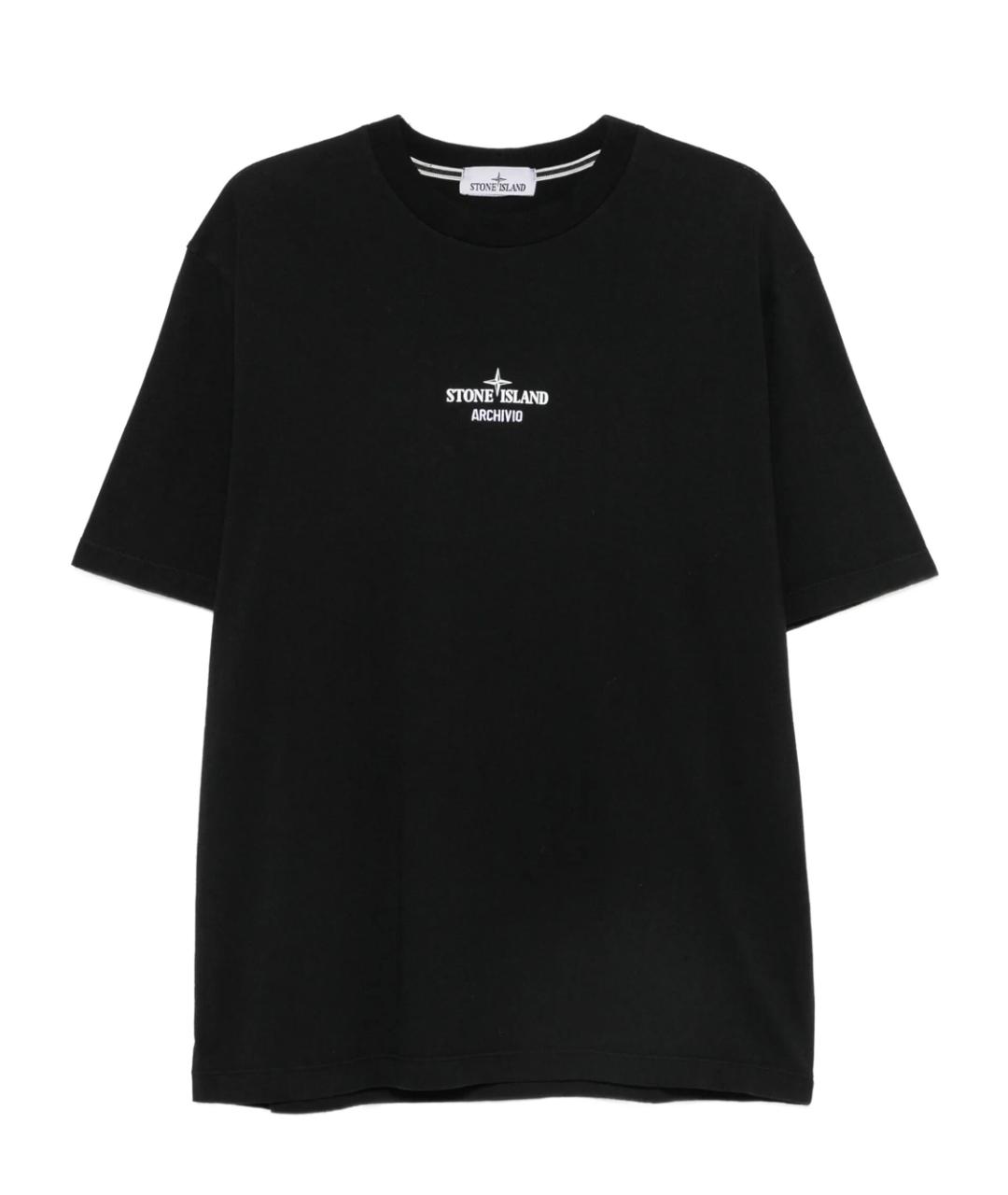 STONE ISLAND Черная хлопковая футболка, фото 1