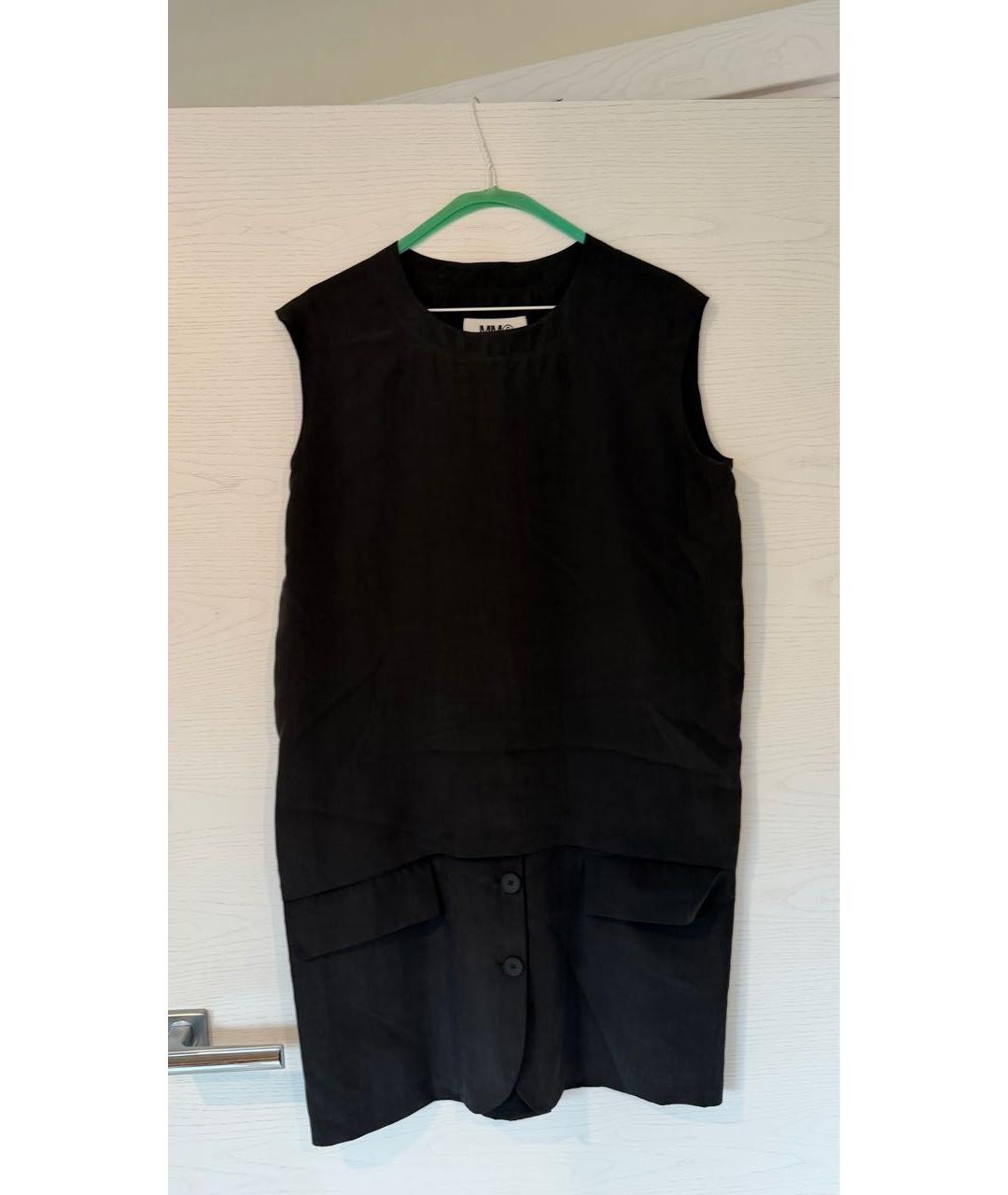 MM6 MAISON MARGIELA Черное шелковое повседневное платье, фото 8