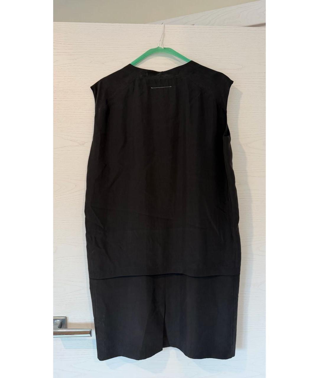 MM6 MAISON MARGIELA Черное шелковое повседневное платье, фото 2