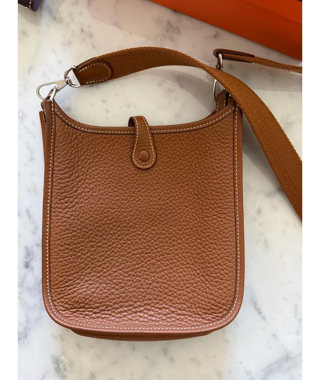 HERMES Коричневая кожаная сумка через плечо, фото 4