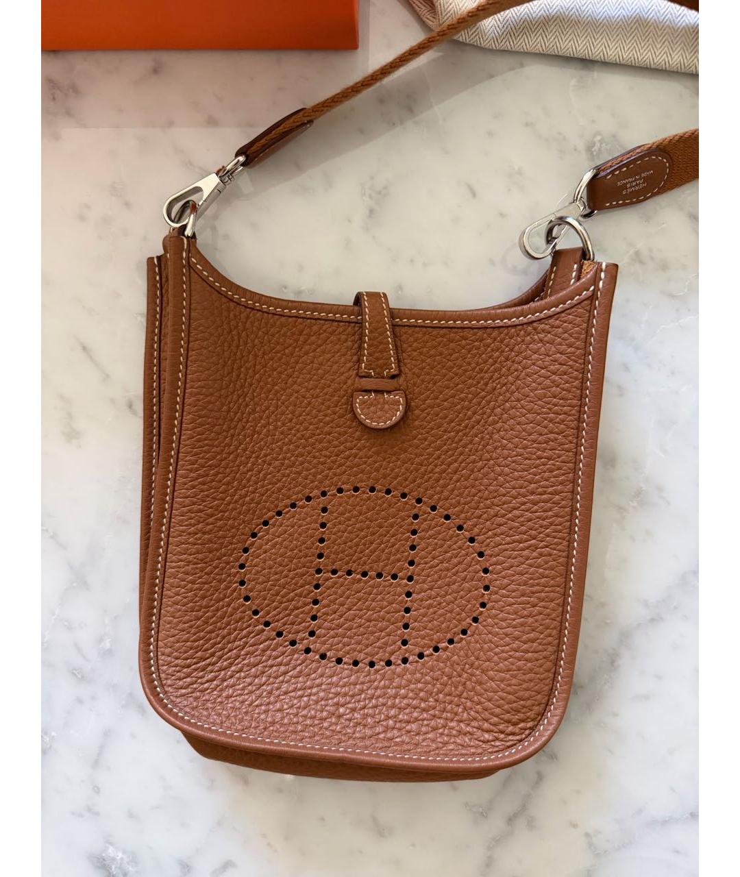 HERMES Коричневая кожаная сумка через плечо, фото 3