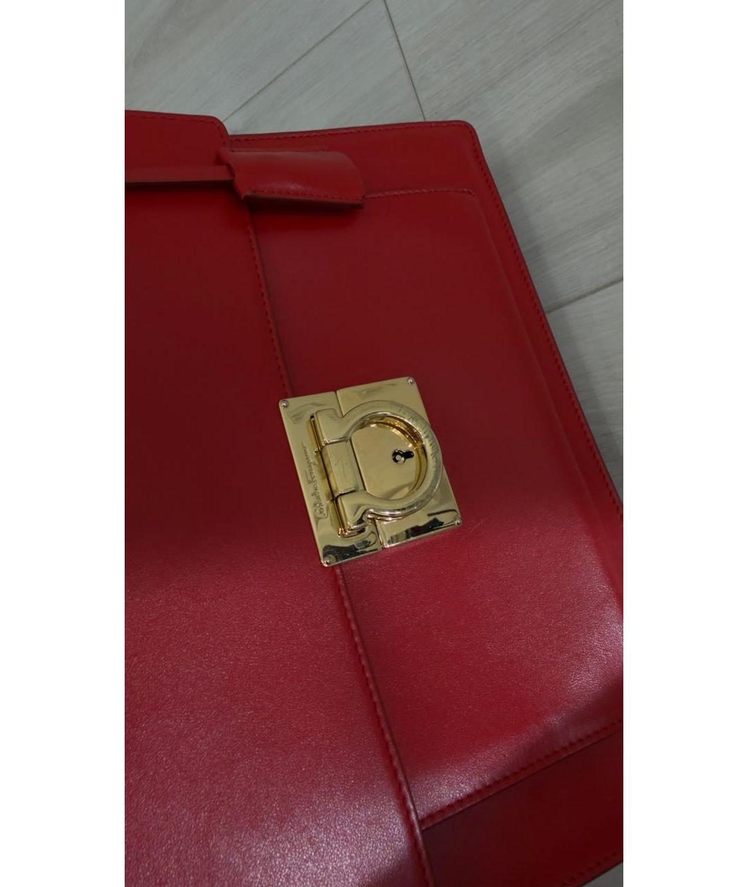 FERRAGAMO Красная кожаная сумка тоут, фото 5