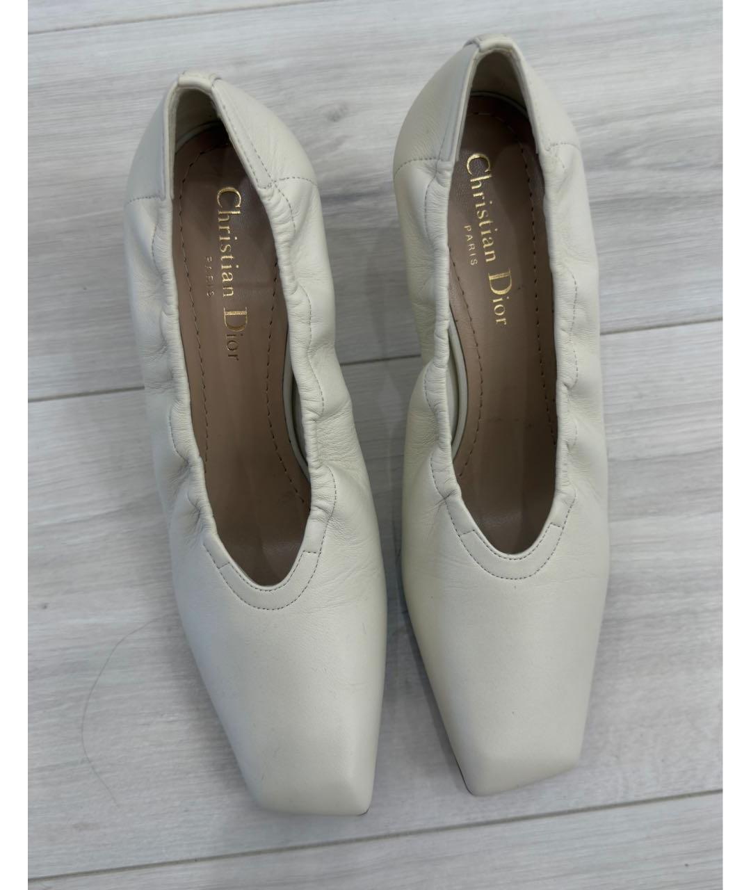 CHRISTIAN DIOR Белые кожаные туфли, фото 2