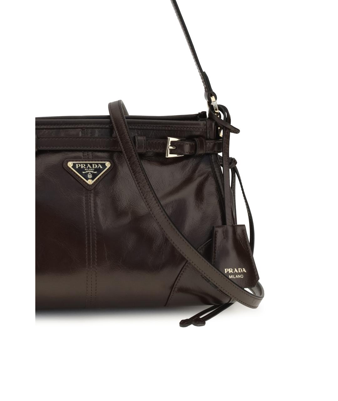 PRADA Коричневая кожаная сумка через плечо, фото 4