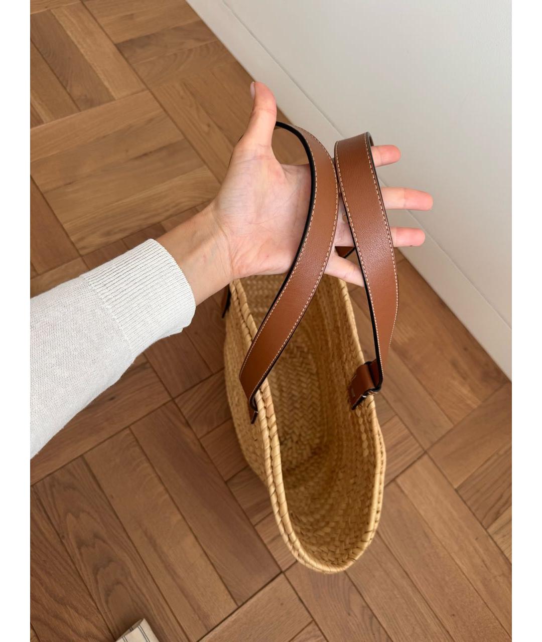 LOEWE Бежевая плетеная пляжная сумка, фото 4