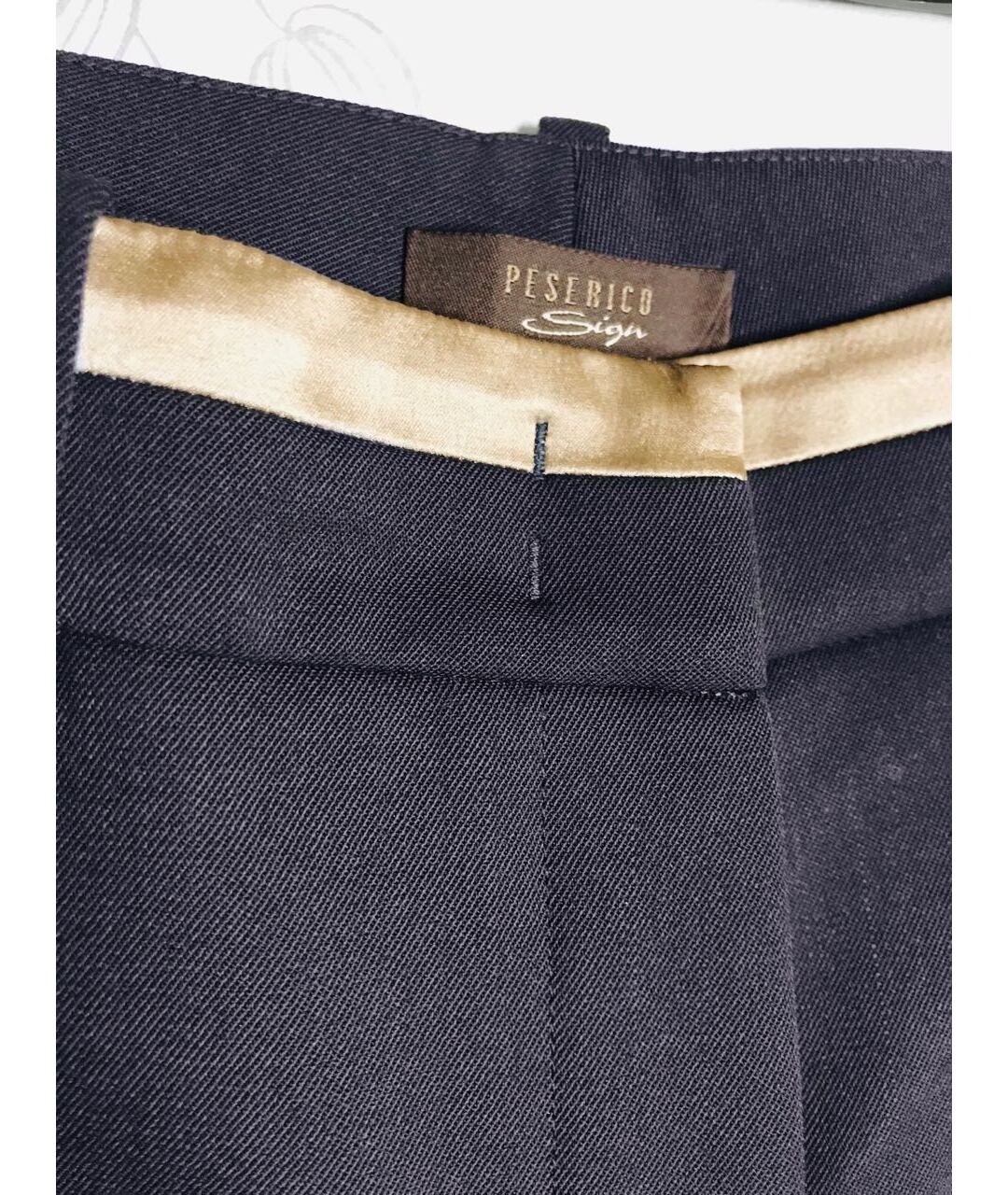 PESERICO Темно-синие шерстяные прямые брюки, фото 5
