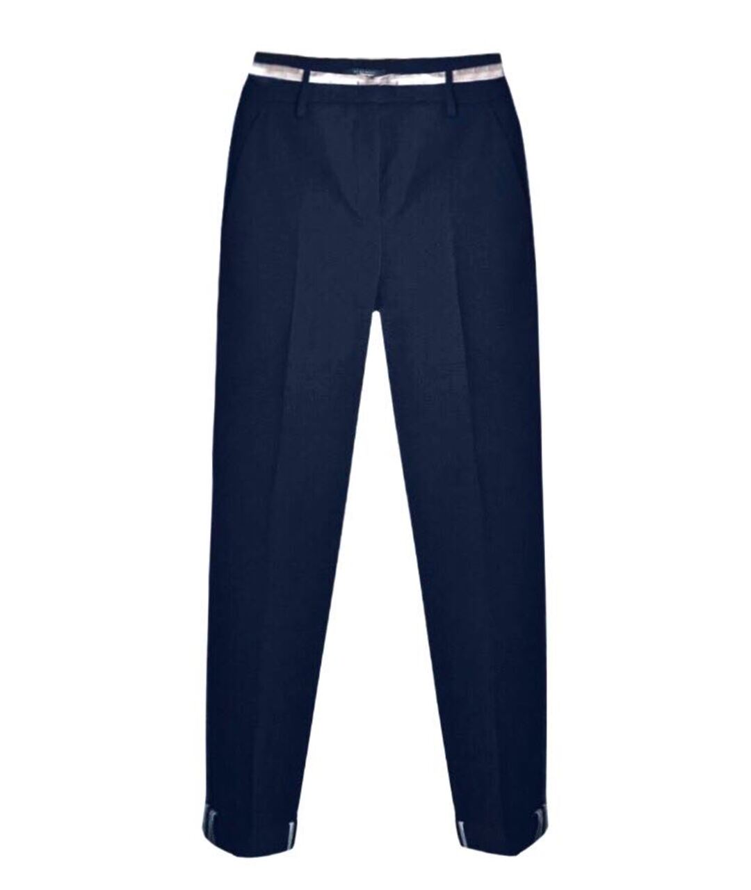 PESERICO Темно-синие шерстяные прямые брюки, фото 1