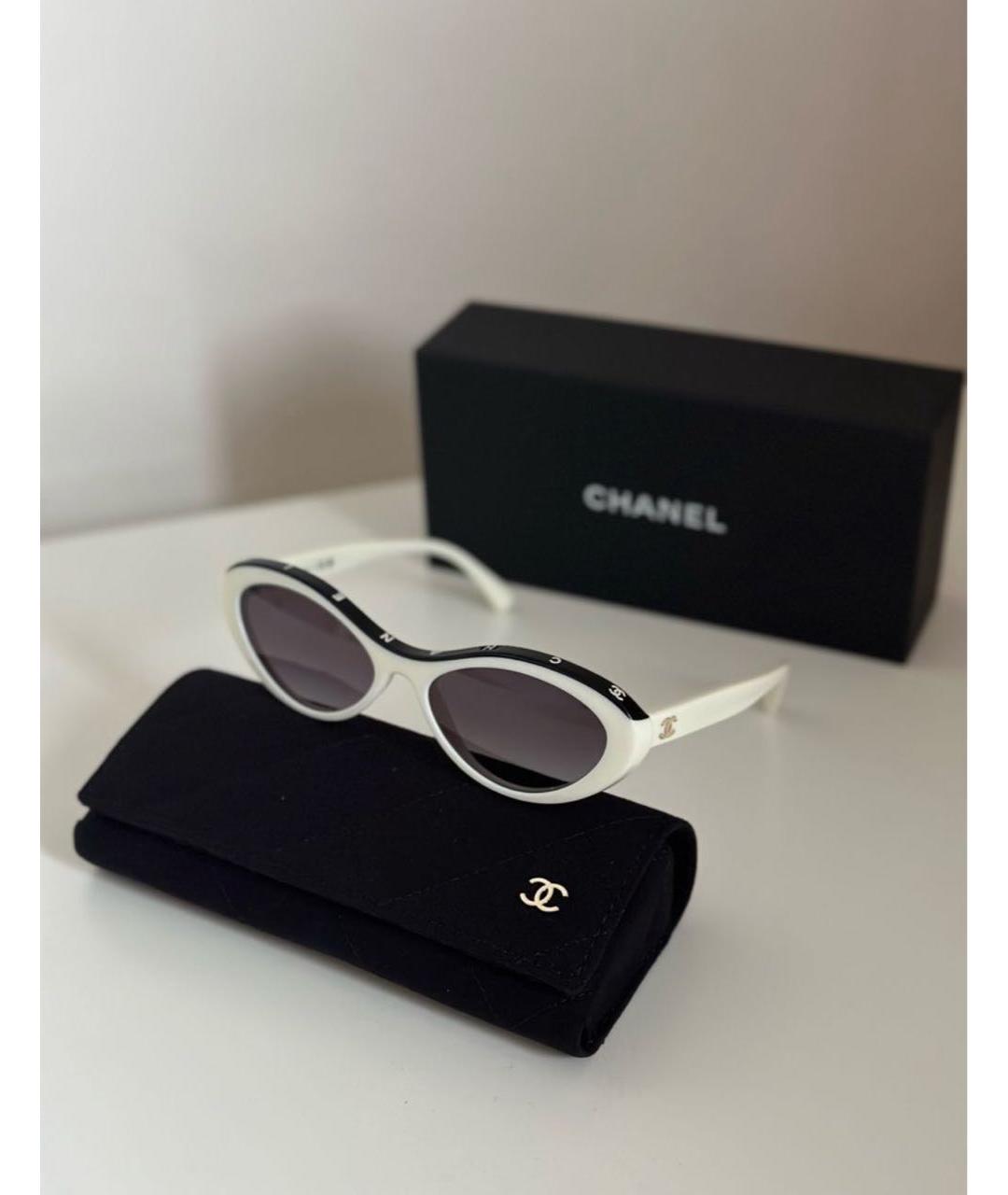 CHANEL Белые пластиковые солнцезащитные очки, фото 5