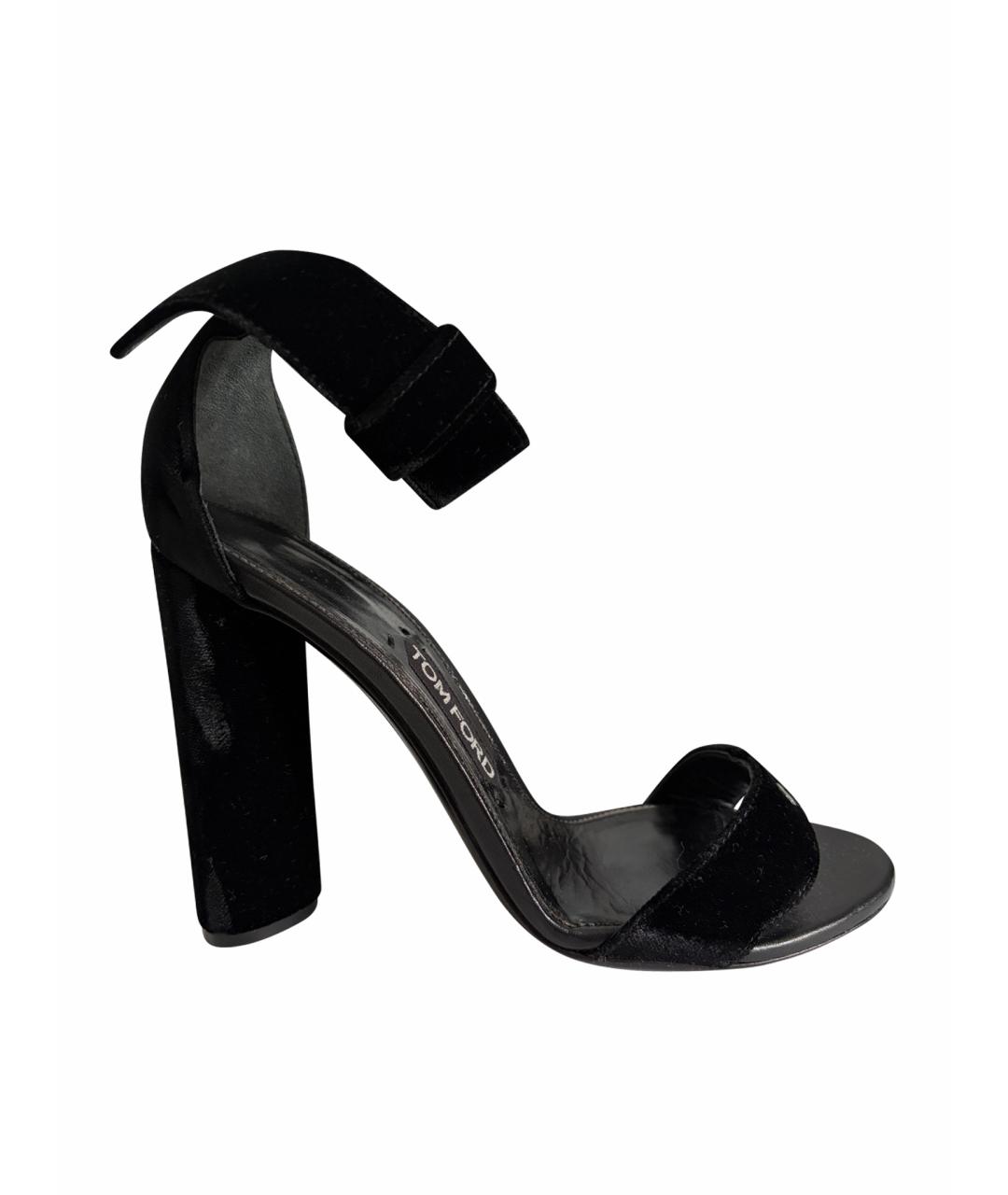 TOM FORD Черные бархатные босоножки, фото 1