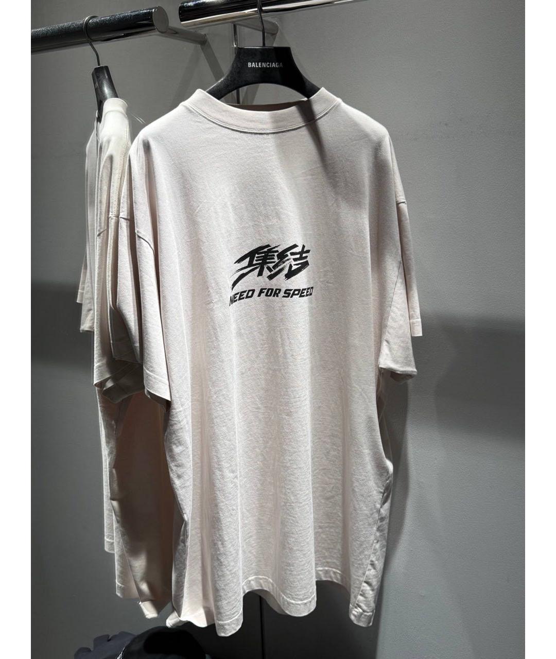 BALENCIAGA Бежевая хлопковая футболка, фото 2