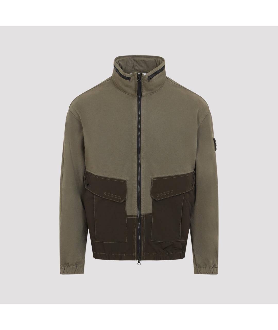 STONE ISLAND Зеленая хлопковая куртка, фото 2