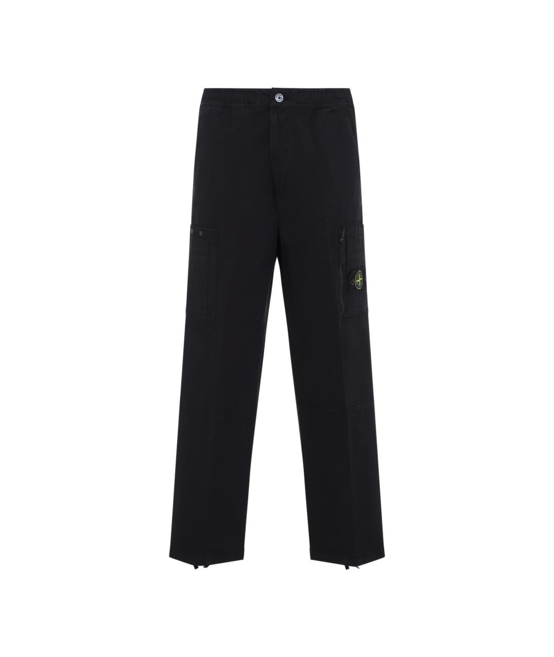 STONE ISLAND Черные хлопковые повседневные брюки, фото 1
