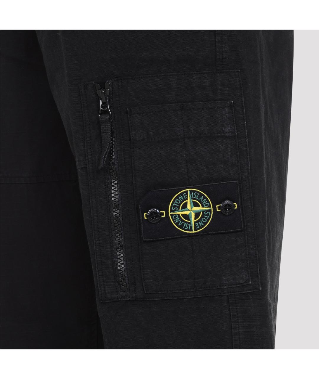 STONE ISLAND Черные хлопковые повседневные брюки, фото 5